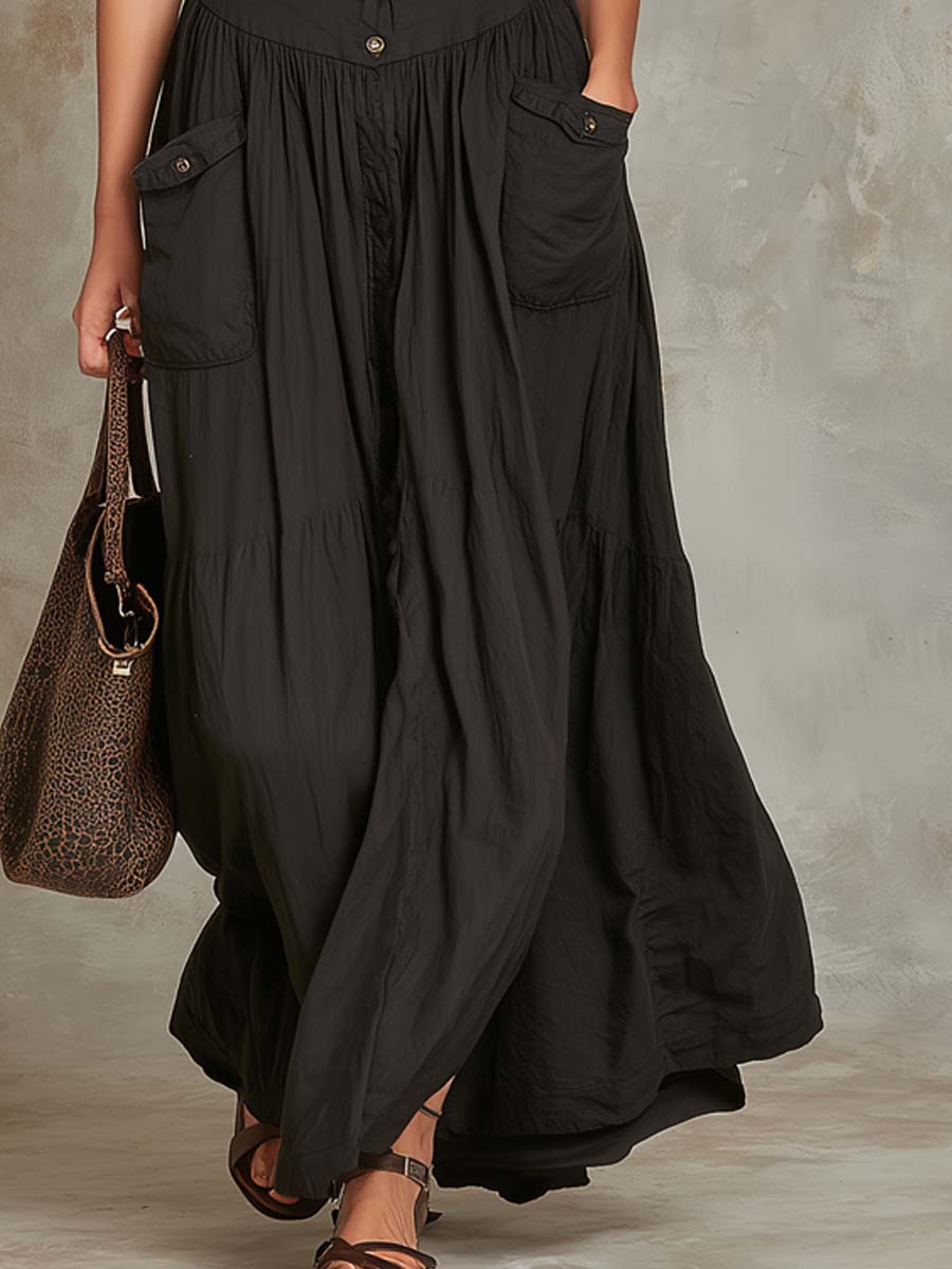 Robe Longue Rétro à Poches