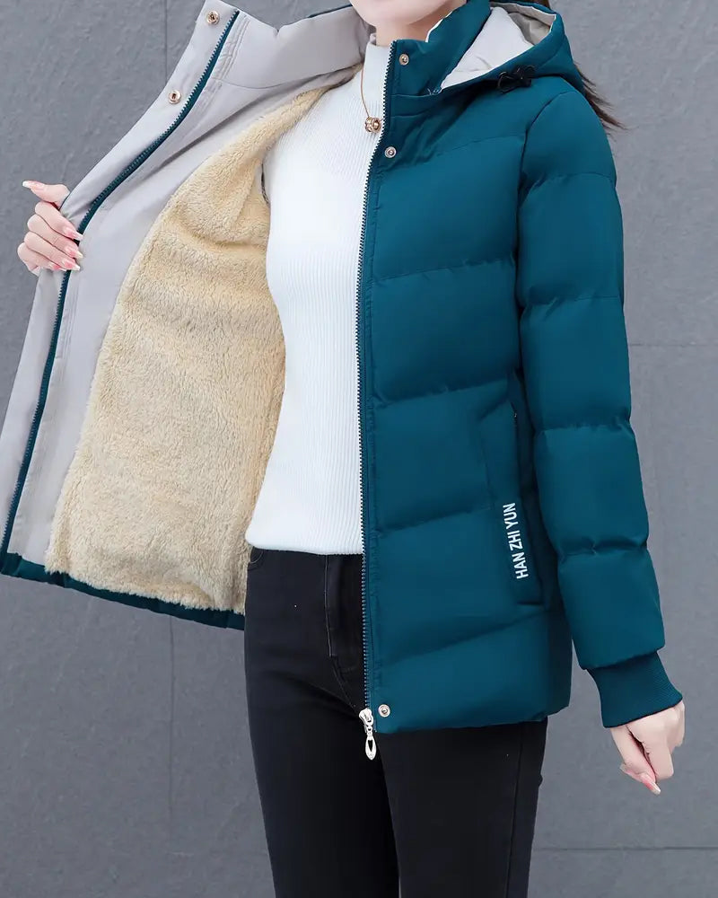 Veste décontractée couleur unie chaude à capuche