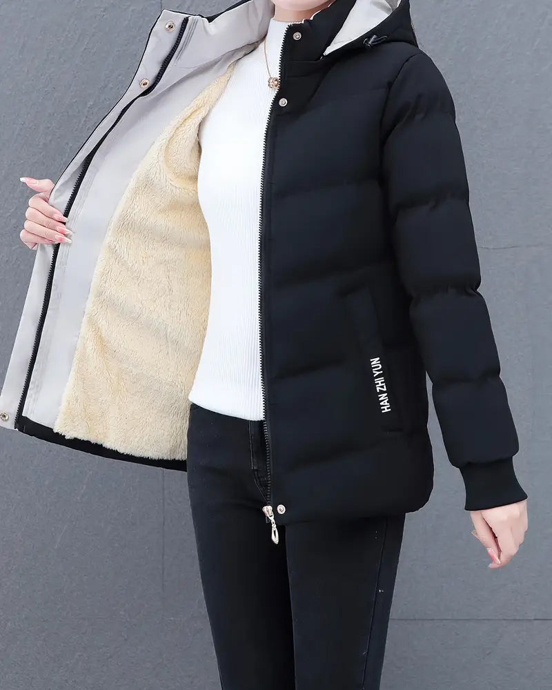 Veste décontractée couleur unie chaude à capuche