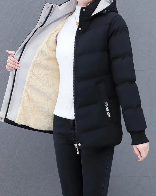 Veste décontractée couleur unie chaude à capuche